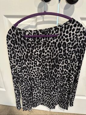 Mario Serrani Black & White Leopard Print Long Sleeve Shirt